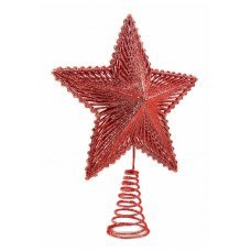 Χριστουγεννιάτικη Κορυφή Δέντρου Αστέρι Κόκκινο με Glitter (24cm)